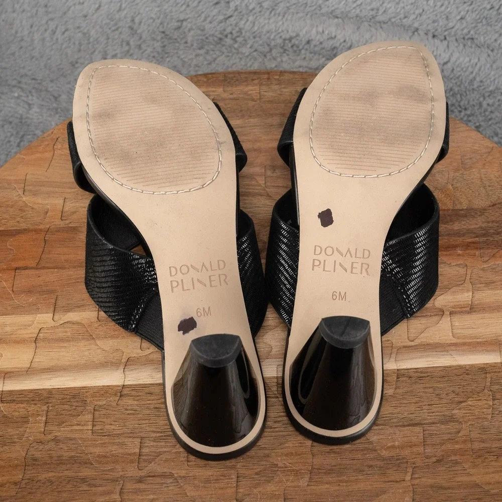 Donald Pliner Aylla Black Criss Cross Heeled Women's‎ Sandals, Sz 6 M Summer